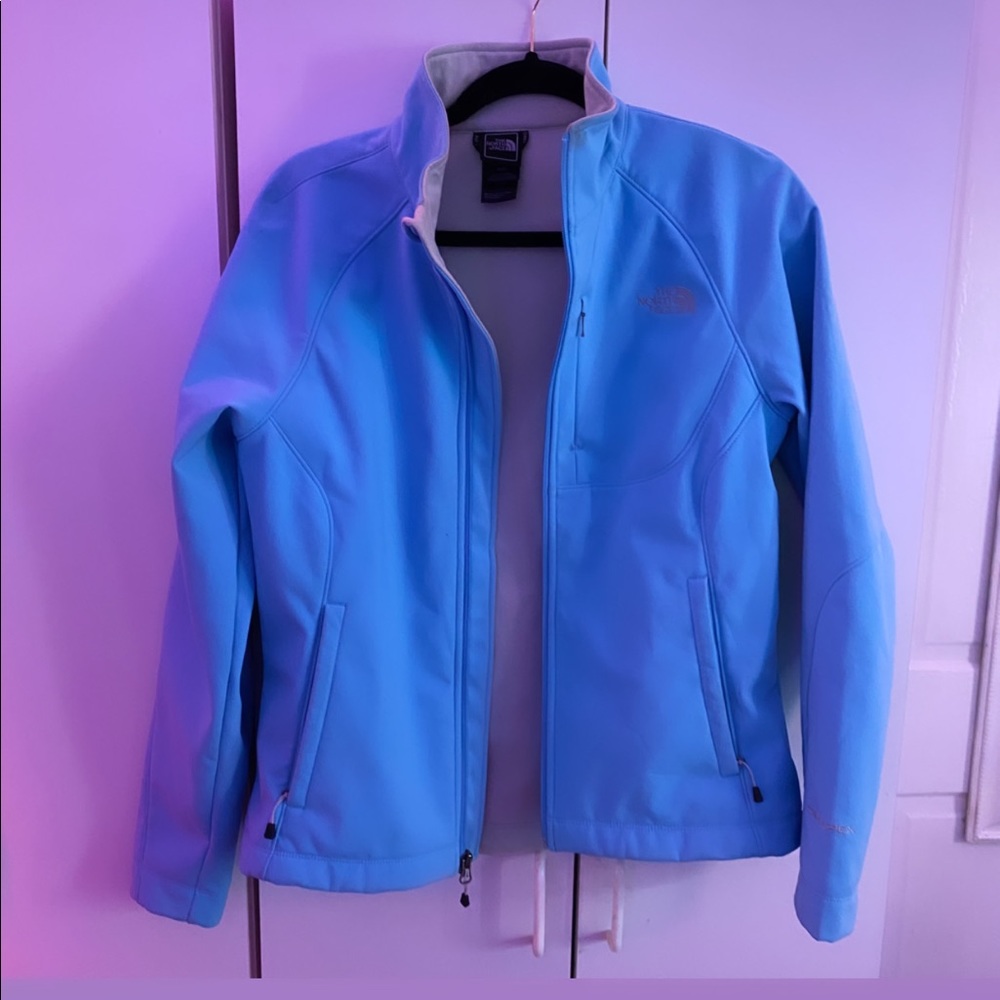 North face jacket zip up blue